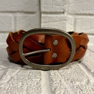 American Eagle Outfitters Genuine Leather Brown Braided Belt